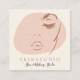 Cartão De Visita Quadrado Cuidado com a Beleza Facial Feminina Estética Neut