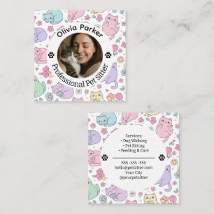 Cartão De Visita Quadrado Cuidador de Animais Profissional Personalizado