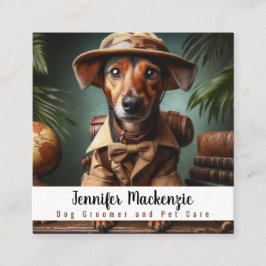 Cartão De Visita Quadrado Cuidados de Pet de Serviço de Alinhamento de Cacho