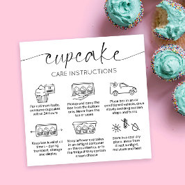 Cartão De Visita Quadrado Cupcake Care Card Elegante Script Mínimo Obrigado