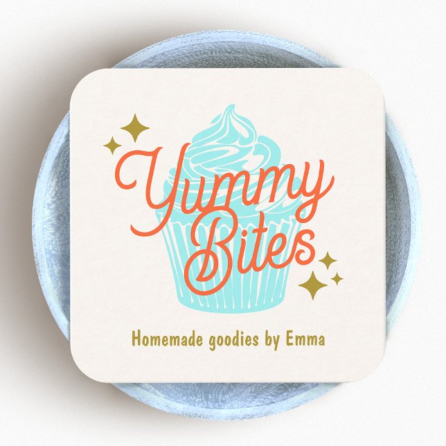 Cartão De Visita Quadrado Cupcake Moderno (Criador carregado)