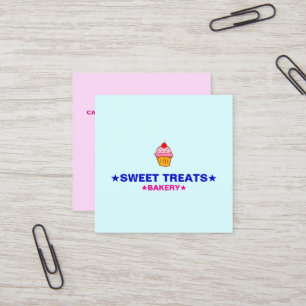Cartão De Visita Quadrado Cupcakes Caseiros Logo & Home Bakery Minimalista