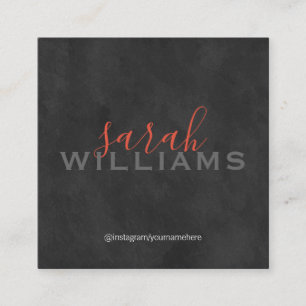 Cartão De Visita Quadrado Cursive profissional elegante/cinzas