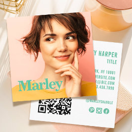 Cartão De Visita Quadrado Curta Foto Profissional Simples e Minimalista Mode