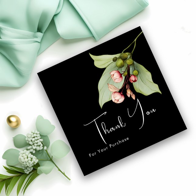 Cartão De Visita Quadrado Custom Floral Business "Thank You" Insert Card (Criador carregado)