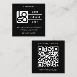 Cartão De Visita Quadrado Custom Logo Black White QR Code Website 