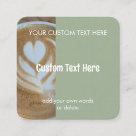 Cartão De Visita Quadrado Custom Modern Sage Green Cafe Photo Template