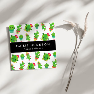 Cartão De Visita Quadrado Cute Cactus, Green Cactus, Florificação, Compro Fl