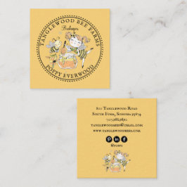 Cartão De Visita Quadrado Cute Honey Bee Apiary Beekeeper Honey Products 