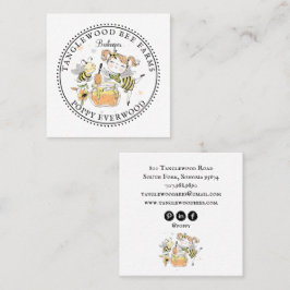 Cartão De Visita Quadrado Cute Honey Bee Apiary Beekeeper Honey Products 