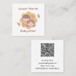 Cartão De Visita Quadrado CUTE KIDS Babysitter Código QR Bebê