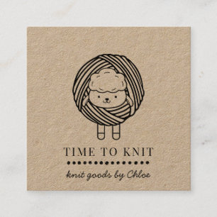 Cartão De Visita Quadrado Cute Yarn Handmade Knit Goods Kraft