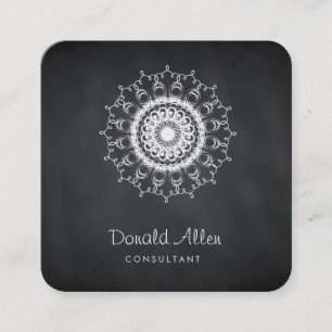Cartão De Visita Quadrado Damasco para profissionais com pintura em preto-e-