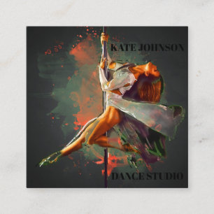 Cartão De Visita Quadrado Dança, Instrutor, Studio