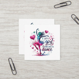 Cartão De Visita Quadrado Dança Retrô Apenas Uma Garota Que Ama Dançar