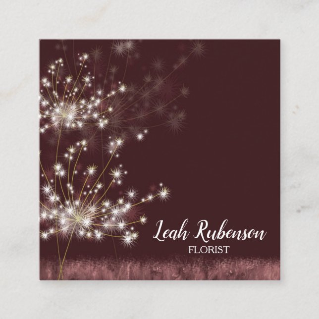 Cartão De Visita Quadrado Dandélions de Crepúsculos (Frente)