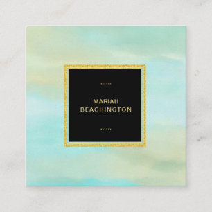 Cartão De Visita Quadrado Das CORES Pastel da PRAIA do *~* hortelã abstrata