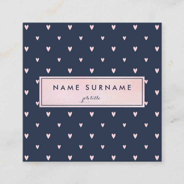 Cartão de visita quadrado de PinkGold do teste (Frente)