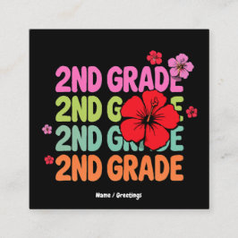 Cartão De Visita Quadrado De volta à escola no primeiro dia do segundo ano