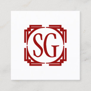 Cartão De Visita Quadrado Deco Box - Iniciais - Ruby Red