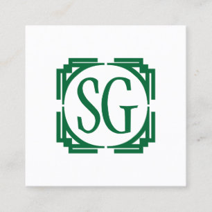 Cartão De Visita Quadrado Deco Box - Iniciais - Verde Florestal