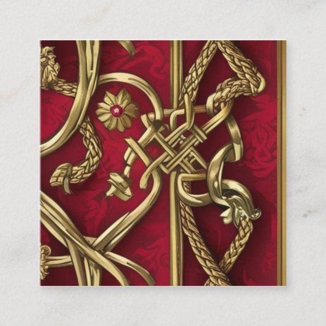 Cartão De Visita Quadrado décor médiéval rouge et or (Frente)