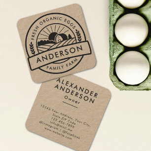 Cartão De Visita Quadrado Decorativo Redondo Arredondado do Agricultor de Fa