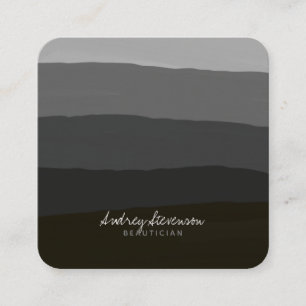 Cartão De Visita Quadrado Degradação Branca e Preta Elegante Moderna