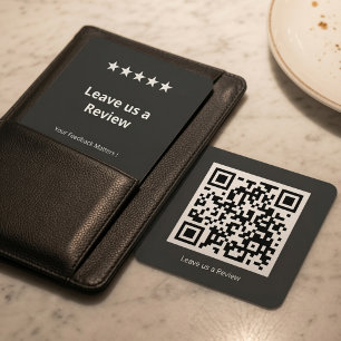 Cartão De Visita Quadrado Deixe-nos um Código QR de Avaliação Personalizado 