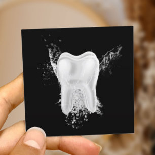 Cartão De Visita Quadrado Dentista profissional dentário 3D