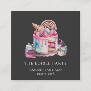 Cartão De Visita Quadrado Descendentes Modernos Pastelaria Cozedora Cozedora