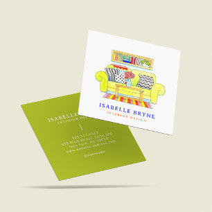 Cartão De Visita Quadrado Desdecorador do Design Interior do Mobiliário de A