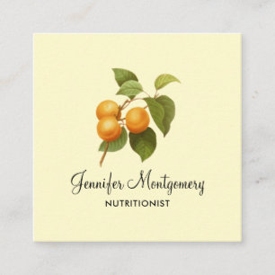 Cartão De Visita Quadrado Desenho alaranjado da aguarela dos abricós do