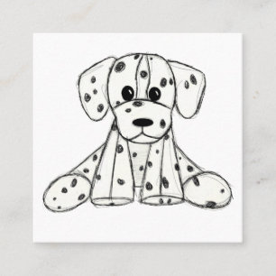 Cartão De Visita Quadrado Desenho simples de um cão dalmata de pelúcia em pr