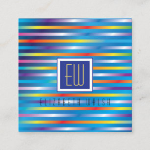 Cartão De Visita Quadrado Design de Linhas de Gradiente Minimalista Elegante