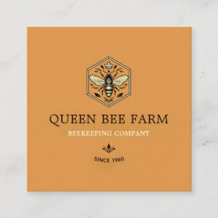 Cartão De Visita Quadrado Design de Logotipo de Apicultura de Mel