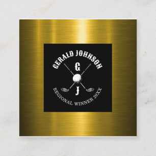Cartão De Visita Quadrado Design de Monograma de Golfe Personalizado Elegant