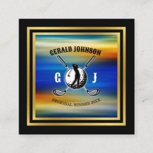 Cartão De Visita Quadrado Design de Monograma de Golfe Personalizado Minimal