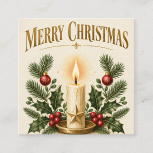 Cartão De Visita Quadrado Design de Natal, Vela Estilo Caixa de Fósforos Ele