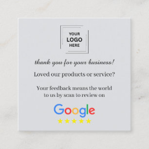 Cartão De Visita Quadrado Design de Revisão de Cliente QR Code Obrigado