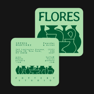 Cartão De Visita Quadrado Design de Silhueta Vase de Potência Negrito