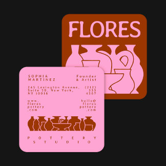 Cartão De Visita Quadrado Design de Silhueta Vase de Potência Negrito