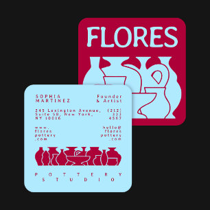 Cartão De Visita Quadrado Design de Silhueta Vase de Potência Negrito