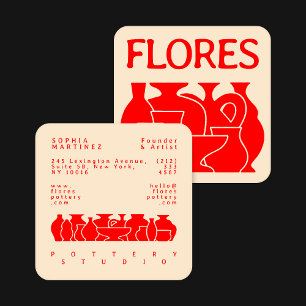 Cartão De Visita Quadrado Design de Silhueta Vase de Potência Negrito