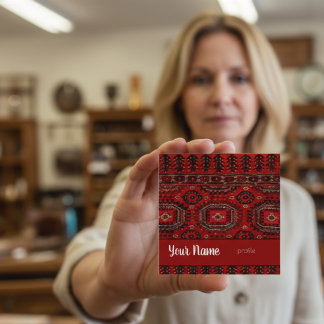 Cartão De Visita Quadrado Design de tapete oriental antigo