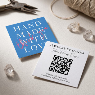 Cartão De Visita Quadrado Design de Tipografia Feito à Mão com Amor