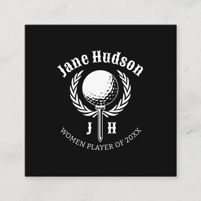 Cartão De Visita Quadrado Design do Monograma das Mulheres Elegantes (Frente)