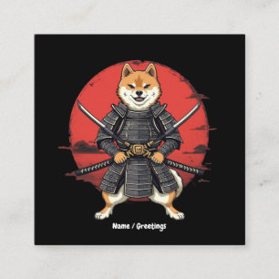 Cartão De Visita Quadrado Design Gráfico de Arte Japonesa Shiba Inu Samurai