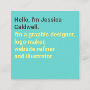 Cartão De Visita Quadrado Design gráfico mínimo moderno em branco e amarelo