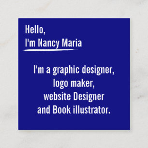 Cartão De Visita Quadrado Design gráfico moderno minimalista Azul